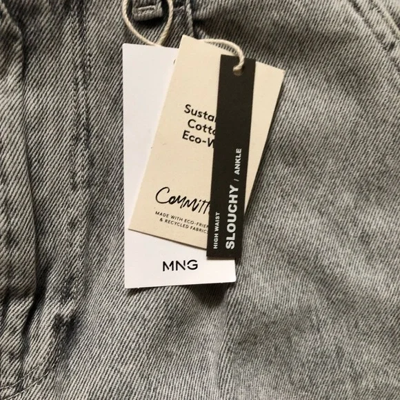 Mango Corina denim slouchy jeans in light grey cotton Size 6 NWT - Picture 5 of 10